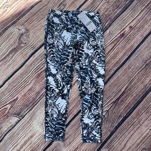 Sweaty Betty Black and White Leaf Print Leggings